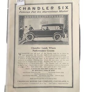 Vintage 1920 Chandler Six Famous for its Marvelous Motor Ad Advertisement